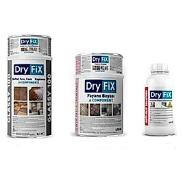 Meteor Dryfix Fayans Boyası Beyaz 1 Kg+ Dryfix Sıvı Cam 0,8 Kg-Kayganlık Önleyici 0.5lt (Set)